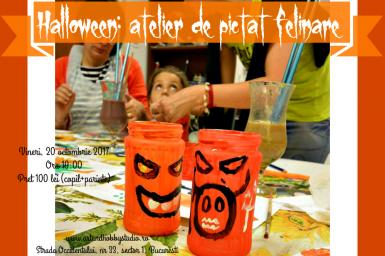 poze atelier de halloween felinare din borcane