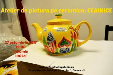 poze atelier de pictura pe ceramica ceainice