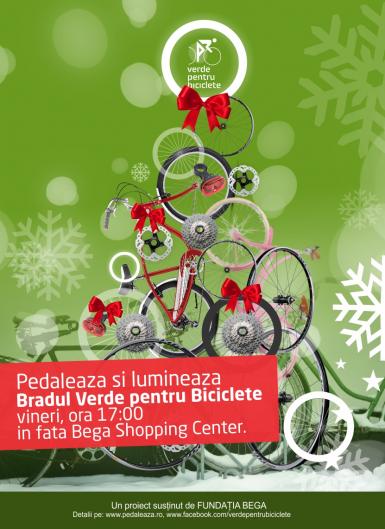 poze pedaleaza si lumineaza bradul verde pentru biciclete