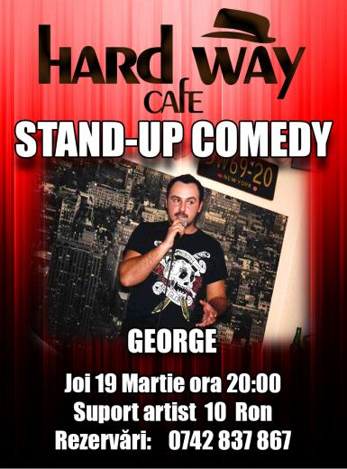 poze stand up comedy cu george hard way cafe