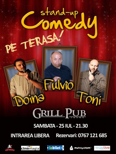 poze stand up comedy gratis pe terasa grill pub 