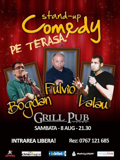 poze stand up comedy gratis pe terasa grill pub 