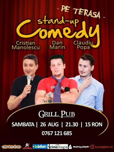 poze stand up comedy pe terasa grill pub 