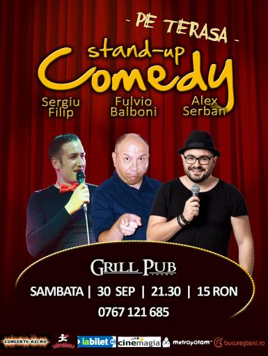 poze stand up comedy pe terasa grill pub 