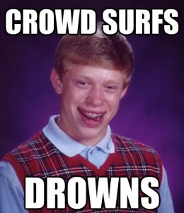 bad luck brian goes to concert meme