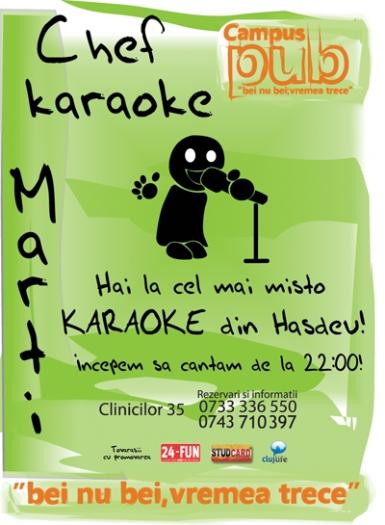 poze chef karaoke in campus pub