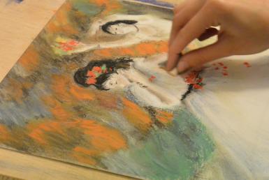 poze curs de desen in carbune i pastel la sediu
