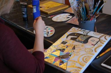 poze curs de pictura in culori acrilice gustav klimt
