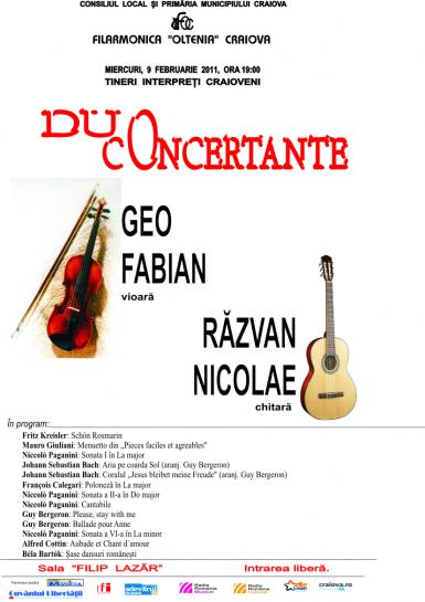 poze duo concertante geo fabian vioara razvan nicolae chitara filarmonica oltenia