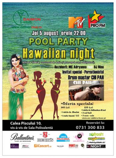 poze hawaiian night pool party la daimon club din bucuresti