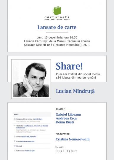 poze lansarea car ii share de lucian mindru a la carture ti m r