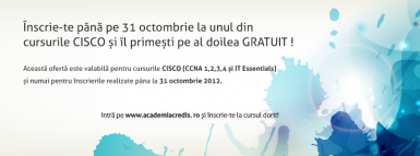 poze profita acum de cea mai tare oferta la cursurile cisco inscrie te pana pe 31 octombrie la unul din cursurile cisco si il primesti pe al doilea gratuit 