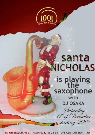 poze  santa nicholas is playing the saxo