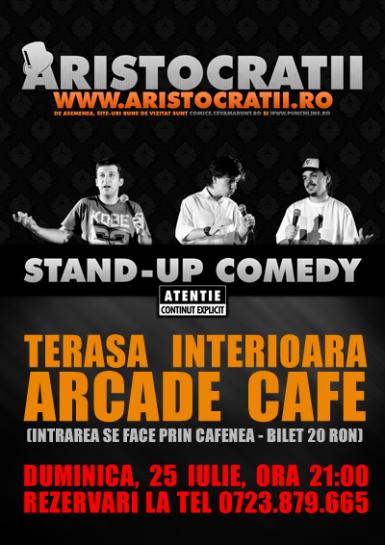 poze stand up comedy cu aristocratii la terasa