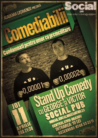 poze stand up comedy cu george si victor in social pub