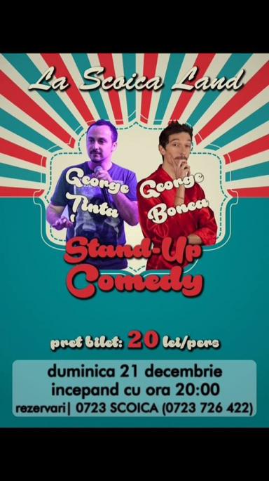 poze stand up comedy cu george tinta si george bonea la scoica land