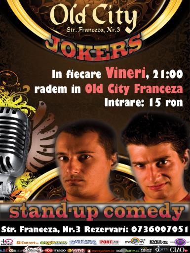 poze stand up comedy cu jokers in old city franceza