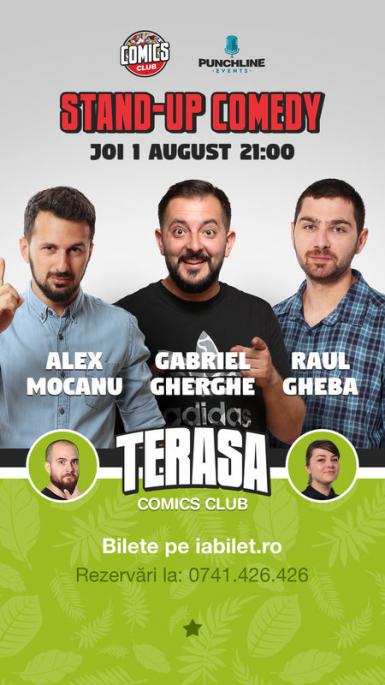 poze stand up comedy cu mocanu raul gherghe pe terasa comics club