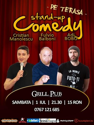 poze stand up comedy pe terasa grill pub 