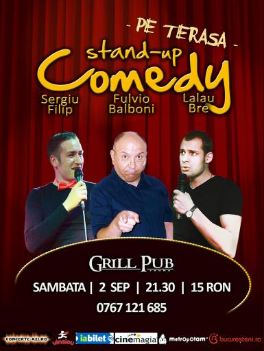 poze stand up comedy pe terasa grill pub 