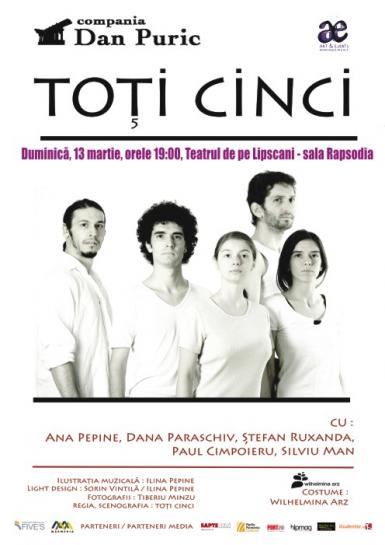 poze  toti cinci la teatrul de pe lipscani sala rapsodia